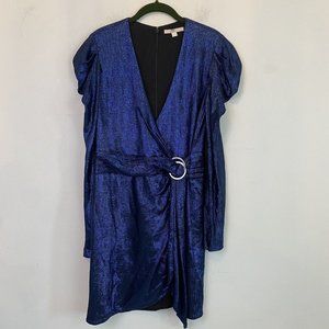 JONATHAN SIMKHAI metallic blue long sleeve dress